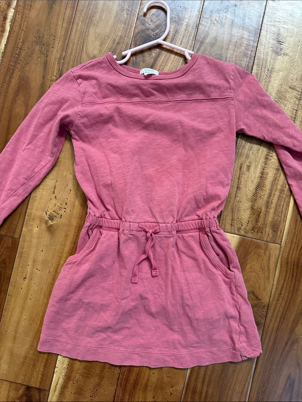 Crewcuts Girls' Rose Pink Long-Sleeve Drawstring Waist Dress